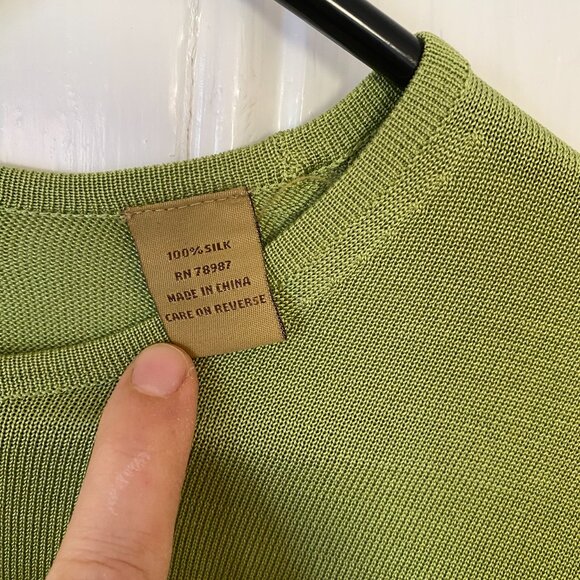 Paul Stuart Silk Sweater - Olive Green - Picture 3 of 6